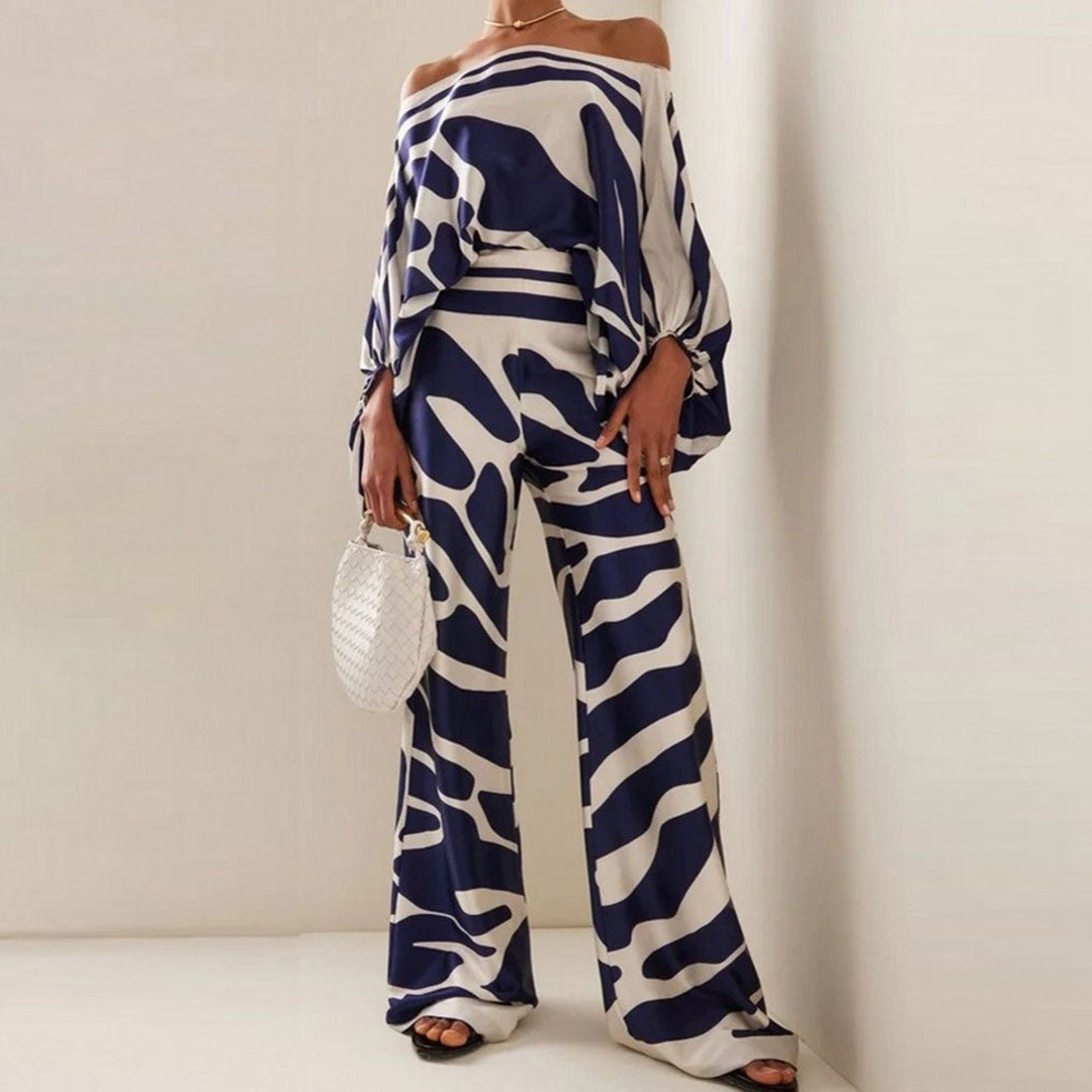 One-Shoulder Printed Two-Piece Set | Chic Design | Perfect for Summer Outings | Lightweight Fabric