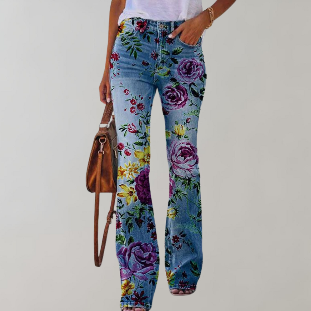 Wide-Leg High-Waisted Pants for Women | Eye-Catching Print | Comfortable Fit | Perfect for Casual Outings