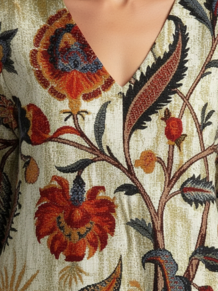 Floral Midi Dress | V-Neck Design | Elegant and Comfortable | Perfect for Any Occasion