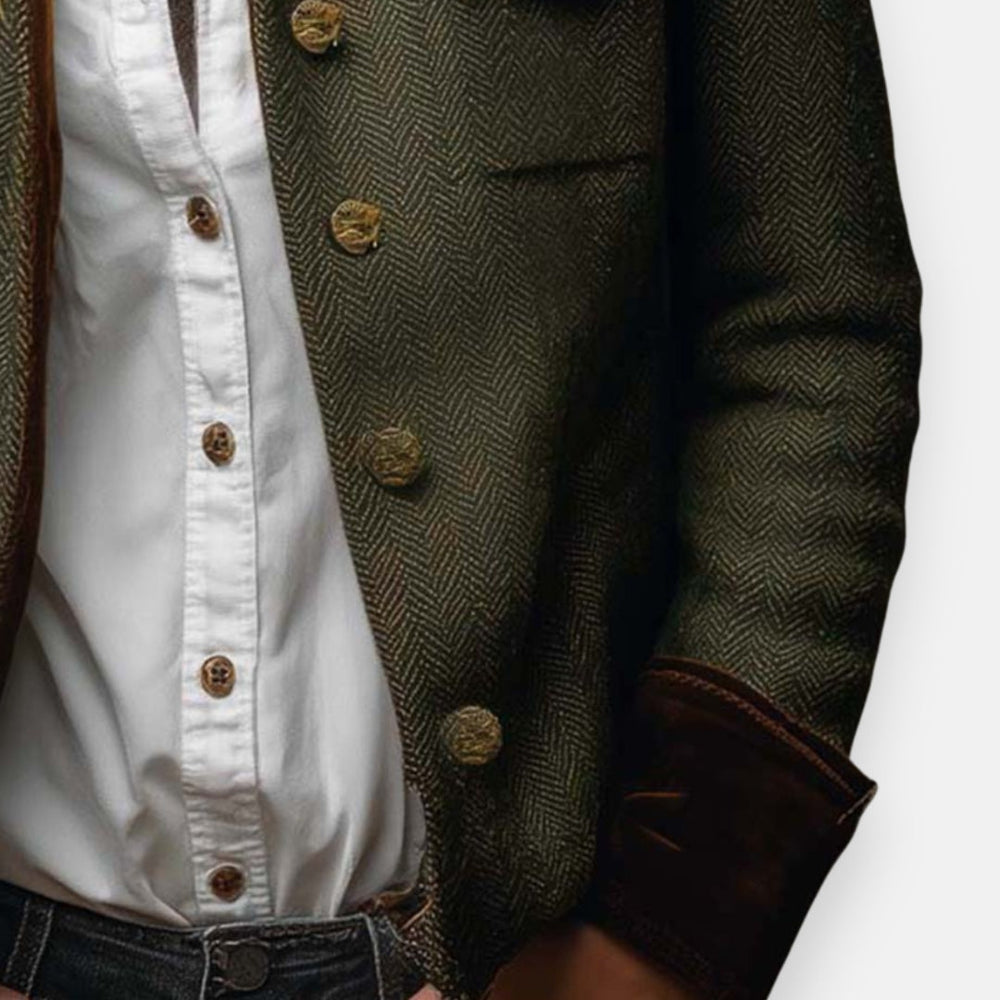 Women's herringbone structured jacket with tailored fit
