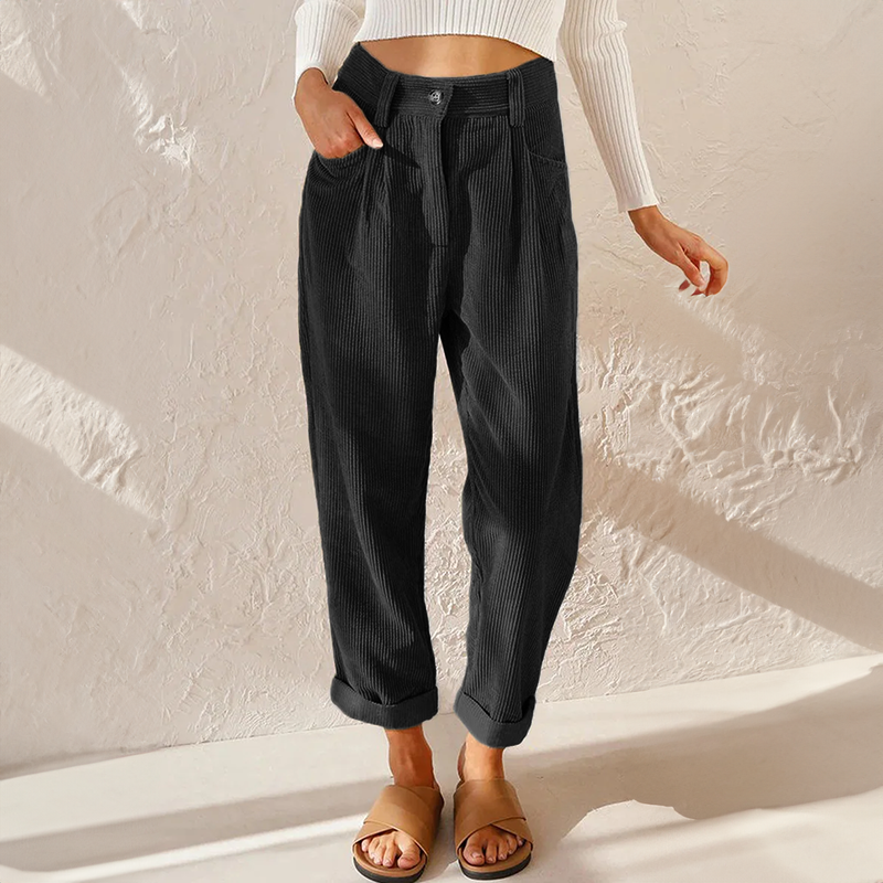 Corduroy Pants for Women | High Waist Design | Comfortable Fit for Everyday Wear | Soft Cotton Blend