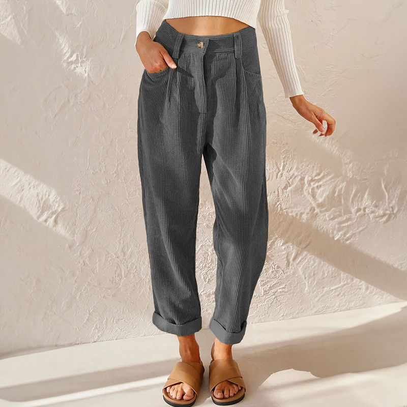 Corduroy Pants for Women | High Waist Design | Comfortable Fit for Everyday Wear | Soft Cotton Blend