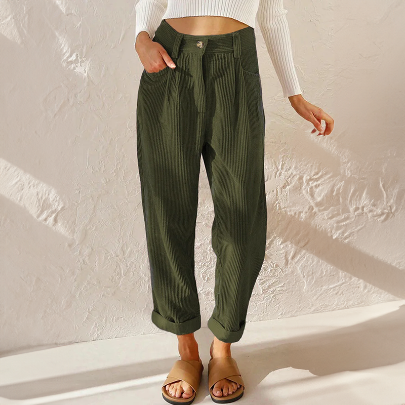 Corduroy Pants for Women | High Waist Design | Comfortable Fit for Everyday Wear | Soft Cotton Blend