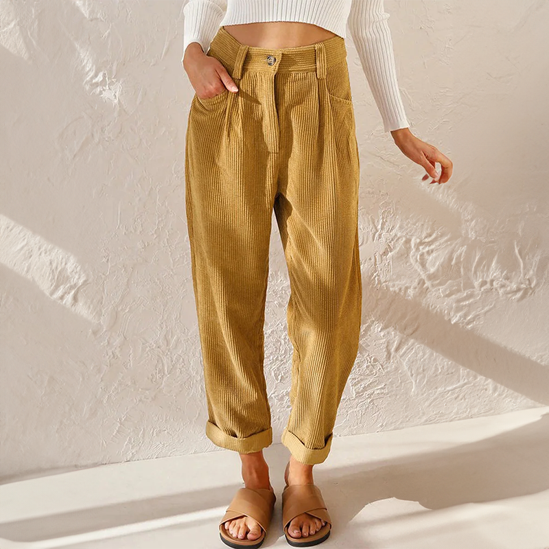 Women's Stylish Corduroy Pants | High Waist