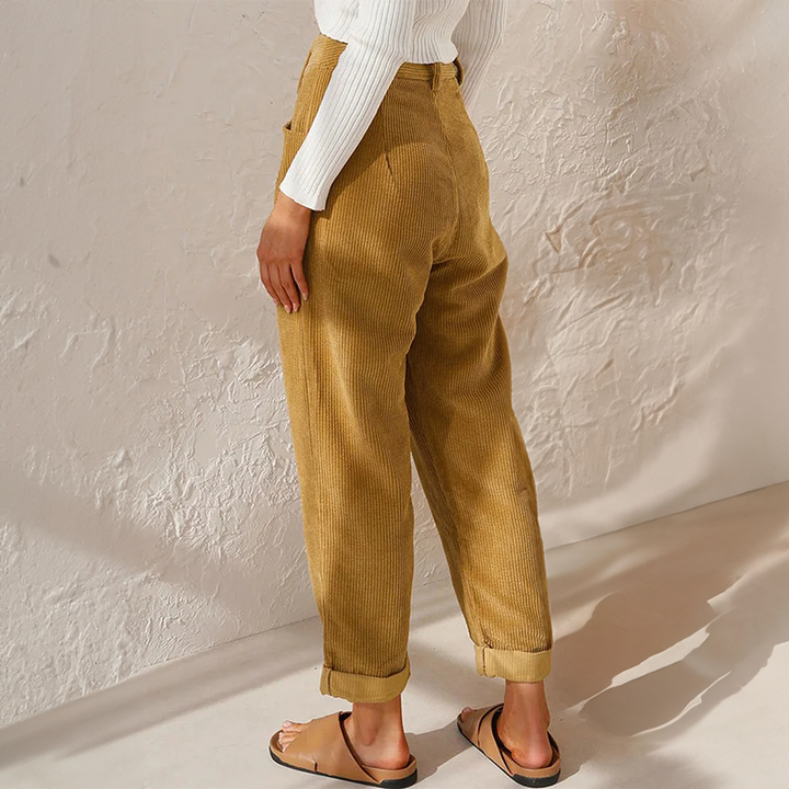 Corduroy Pants for Women | High Waist Design | Comfortable Fit for Everyday Wear | Soft Cotton Blend