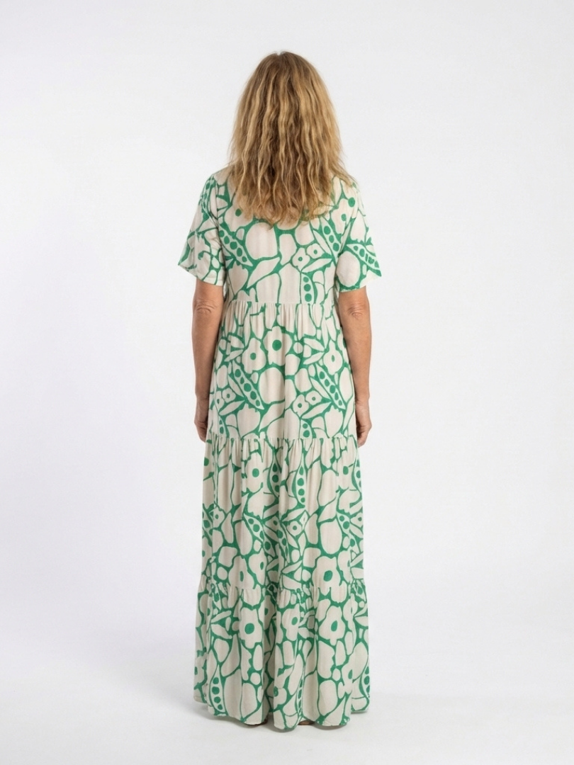 Floral Midi Dress | Short Sleeve V-Neck Design | Perfect for Casual Outings | Lightweight and Comfortable Fabric