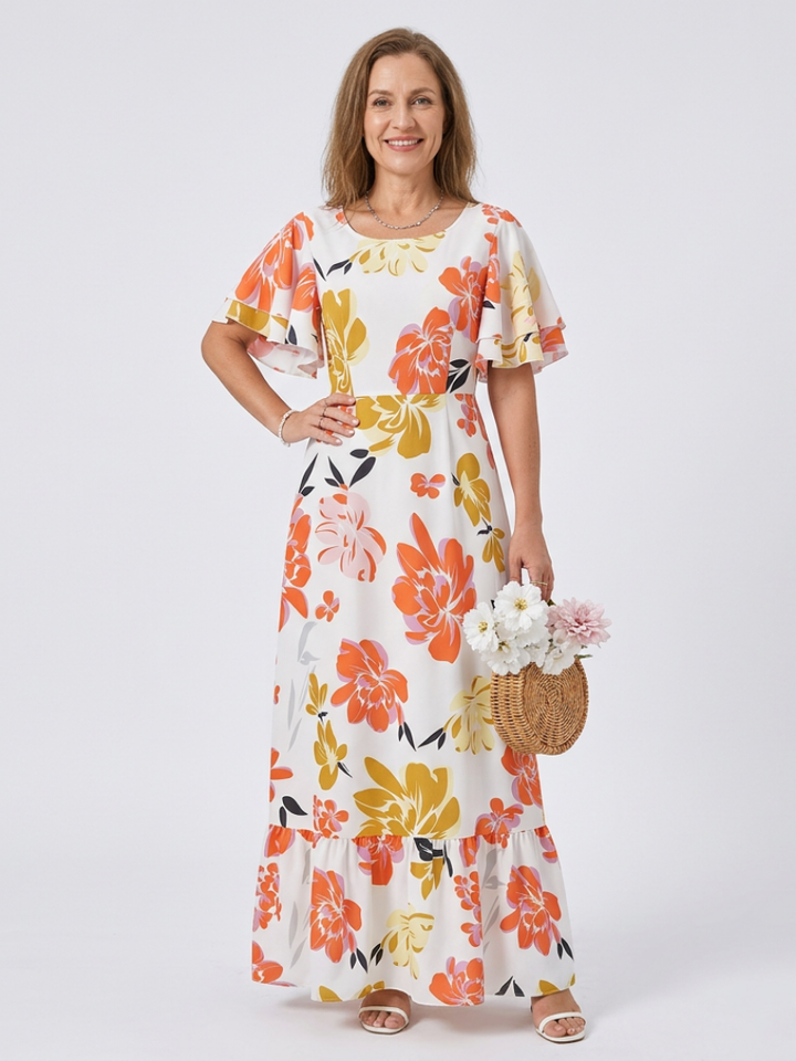 Maxi Dress | Round Neck Design | Flattering Tiered Style | Perfect for Everyday Wear