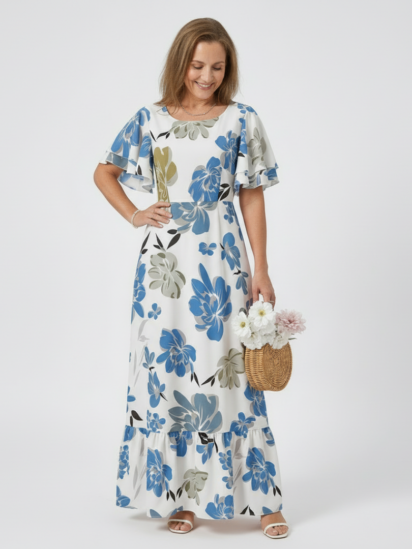 Maxi Dress | Round Neck Design | Flattering Tiered Style | Perfect for Everyday Wear