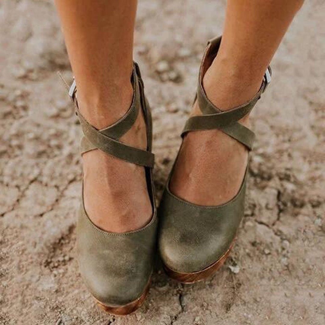 Wedge Heels | Elegant Closed Toe Design | Comfortable Ankle Strap | Perfect for Dressy Occasions