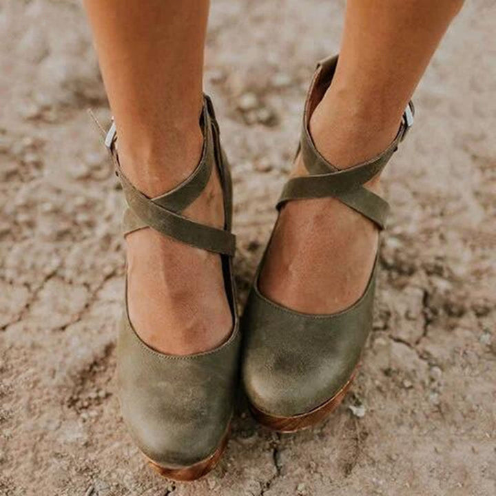 Wedge Heels | Elegant Closed Toe Design | Comfortable Ankle Strap | Perfect for Dressy Occasions