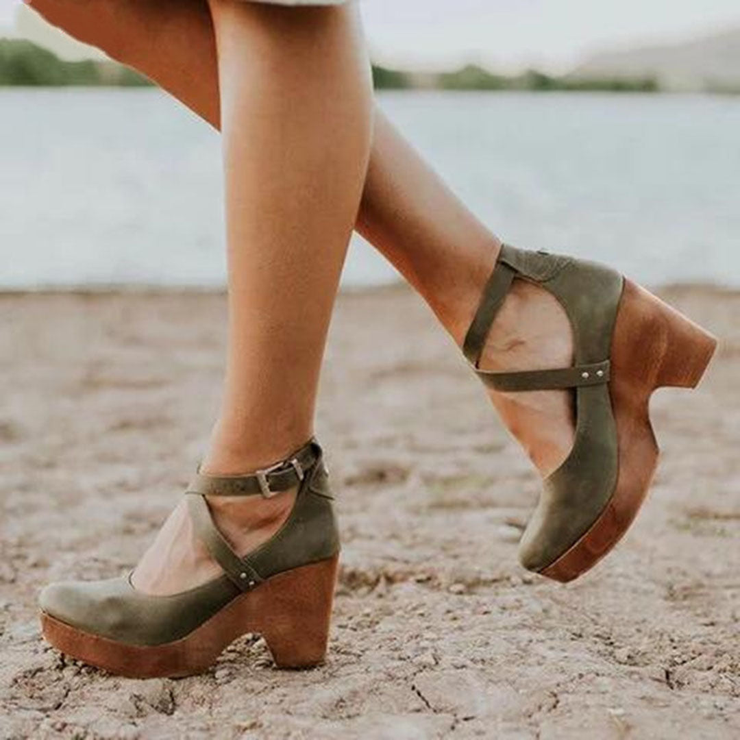 Wedge Heels | Elegant Closed Toe Design | Comfortable Ankle Strap | Perfect for Dressy Occasions