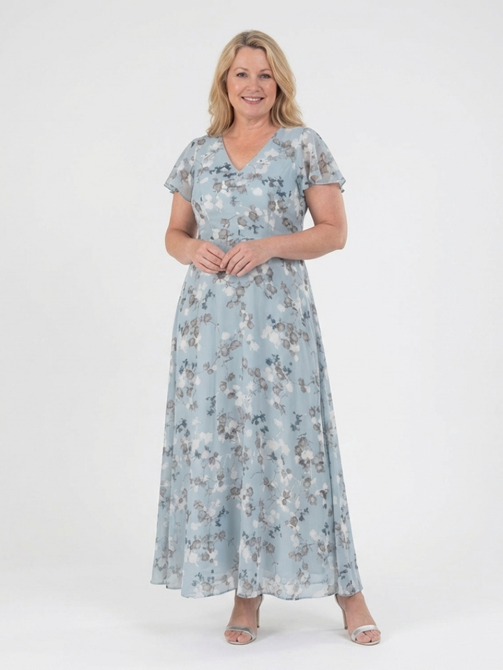 Floral Maxi Dress | Elegant Chiffon Fabric | Perfect for Summer Events | Flowy and Comfortable Design
