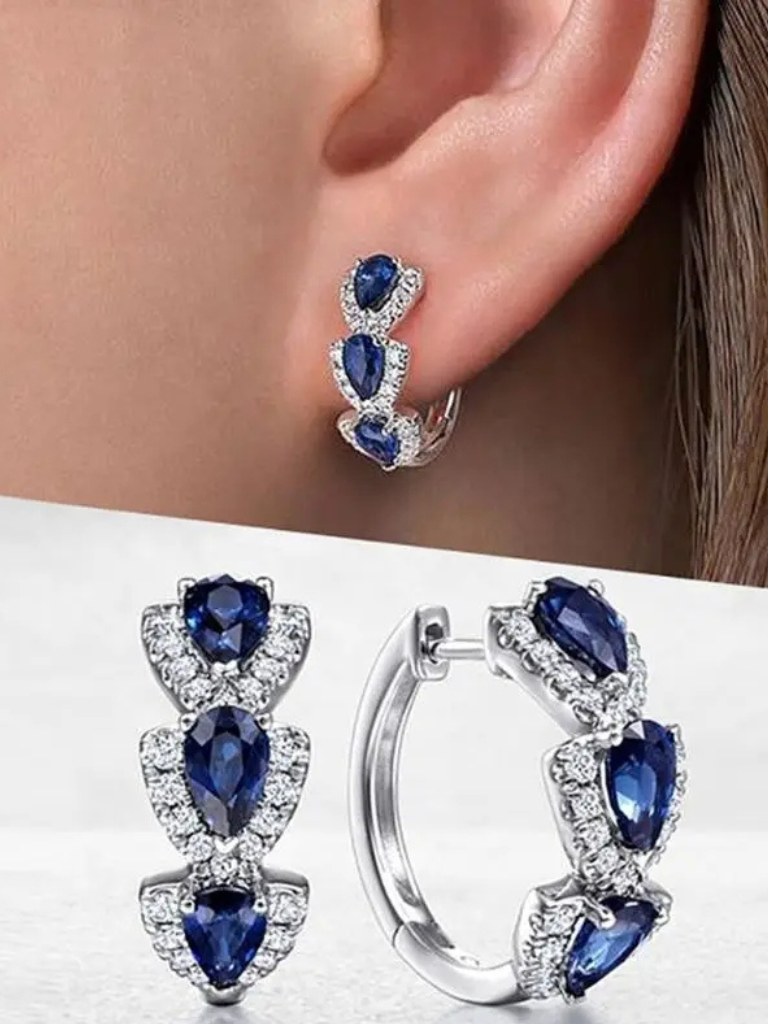 Sapphire Hoop Earrings | Elegant Design | Perfect for Any Occasion | Durable Metal Construction