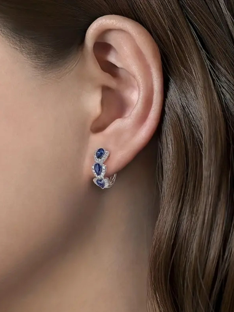 Sapphire Hoop Earrings | Elegant Design | Perfect for Any Occasion | Durable Metal Construction