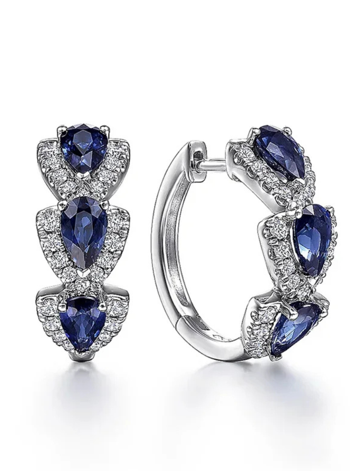 Sapphire Hoop Earrings | Elegant Design | Perfect for Any Occasion | Durable Metal Construction
