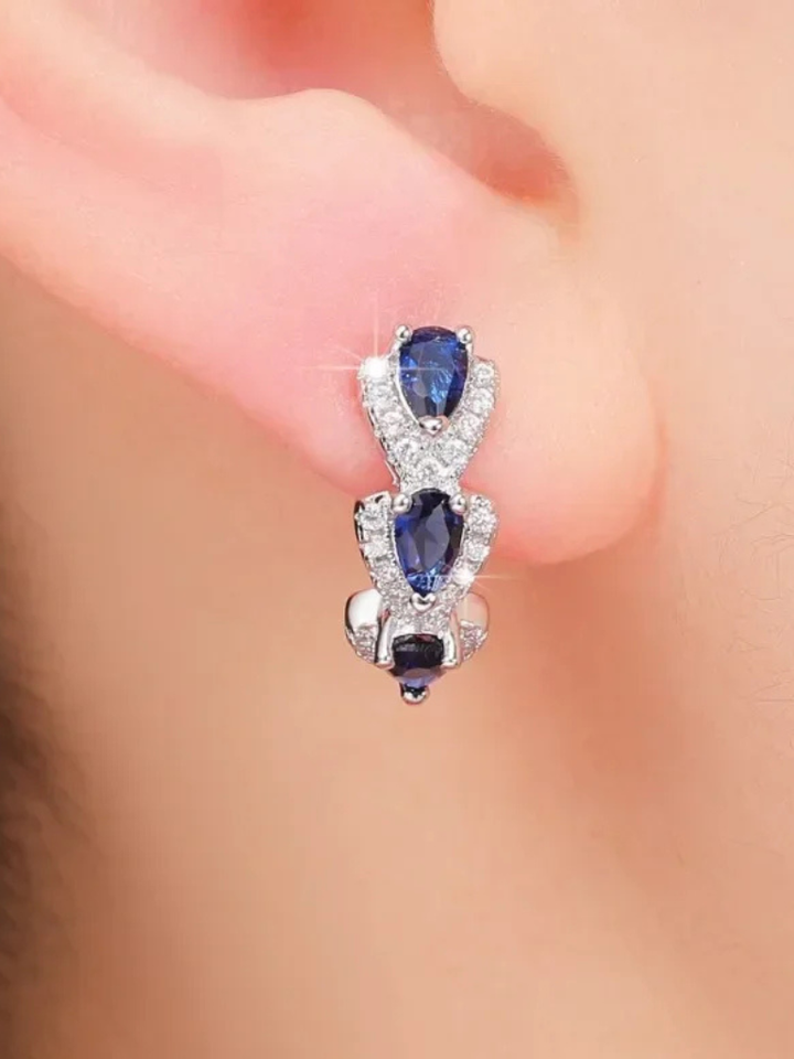 Sapphire Hoop Earrings | Elegant Design | Perfect for Any Occasion | Durable Metal Construction