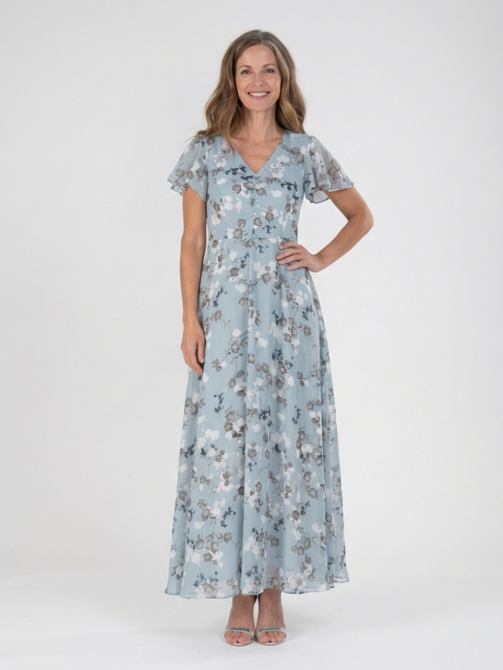 Floral Maxi Dress | Elegant Chiffon Fabric | Perfect for Summer Events | Flowy and Comfortable Design