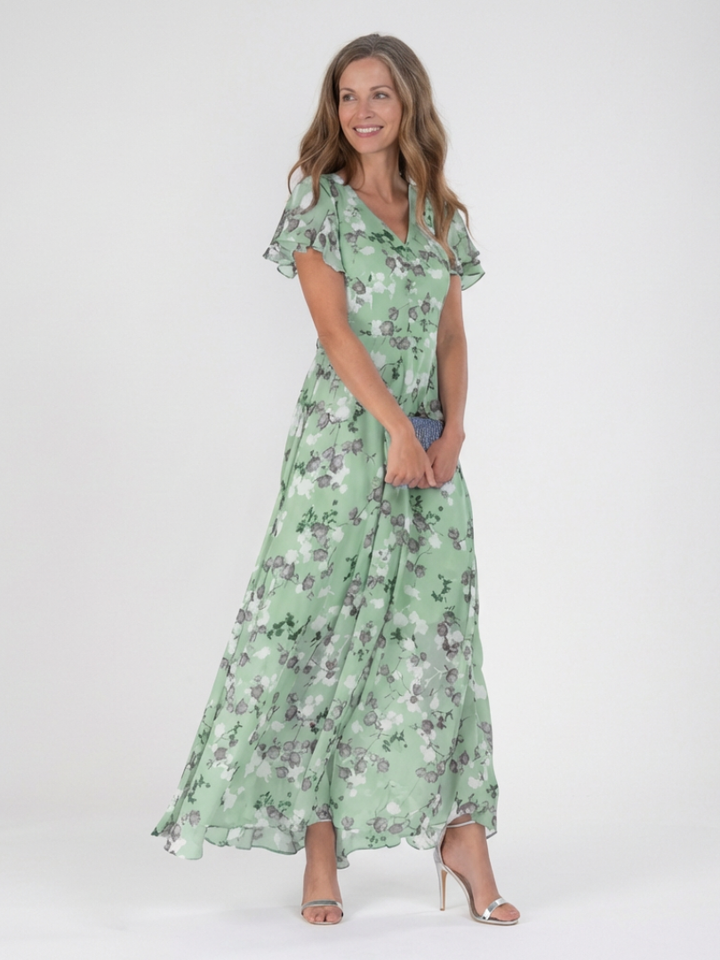 Floral Maxi Dress | Elegant Chiffon Fabric | Perfect for Summer Events | Flowy and Comfortable Design