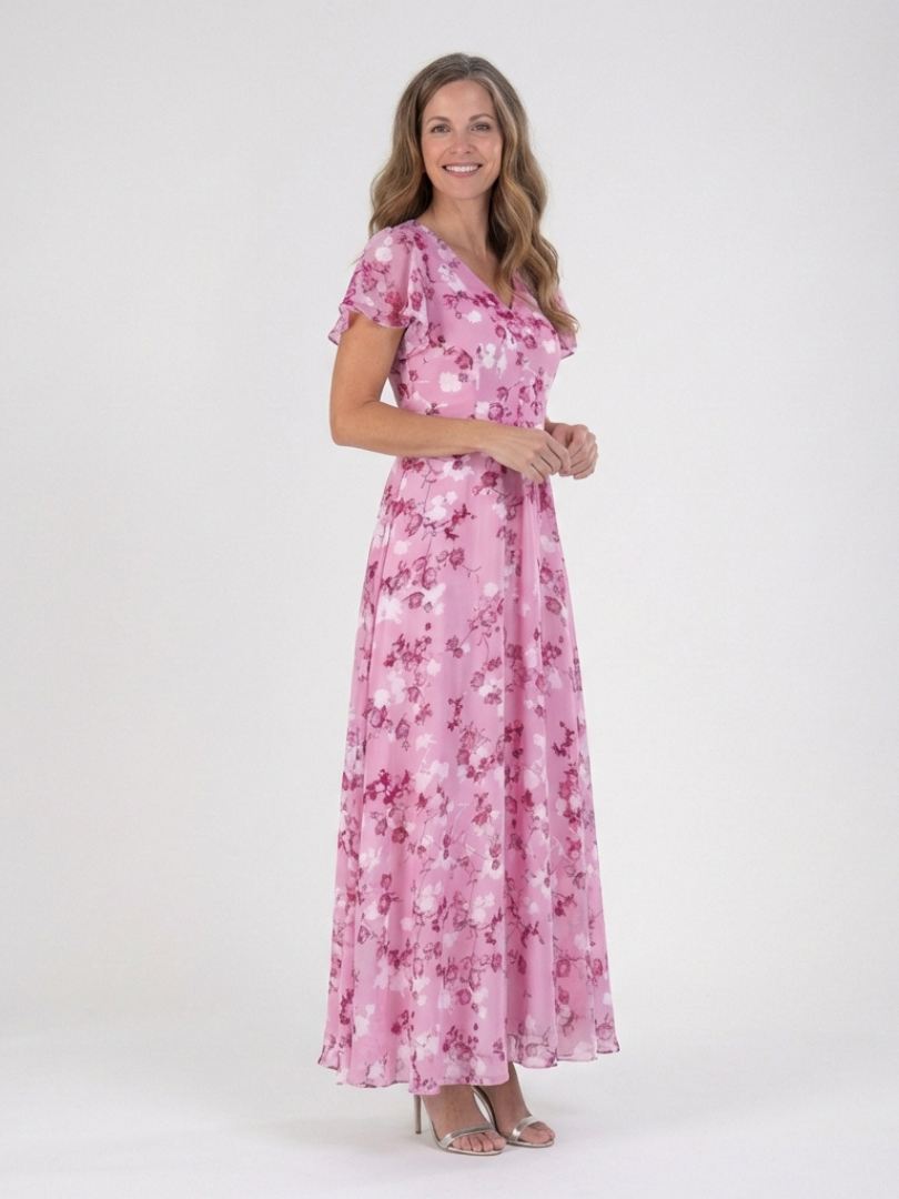 Floral Maxi Dress | Elegant Chiffon Fabric | Perfect for Summer Events | Flowy and Comfortable Design