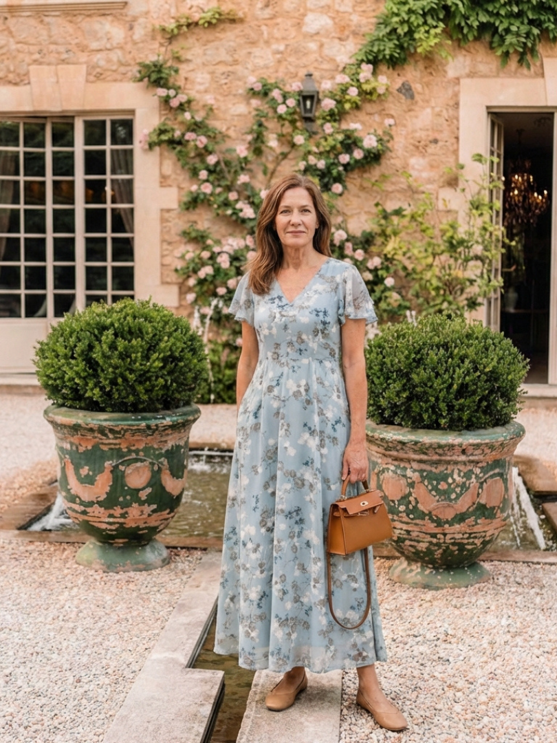 Floral Maxi Dress | Elegant Chiffon Fabric | Perfect for Summer Events | Flowy and Comfortable Design