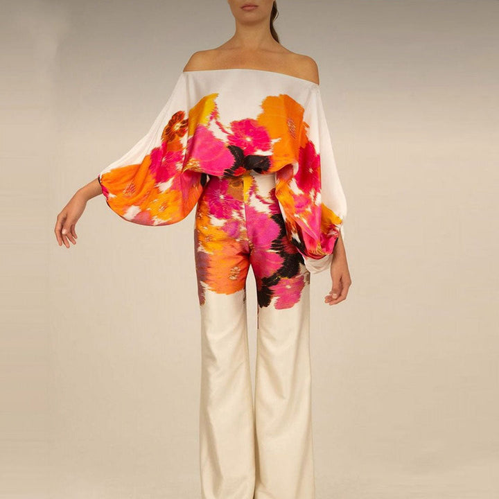 One-Shoulder Printed Two-Piece Set | Chic Design | Perfect for Summer Outings | Lightweight Fabric