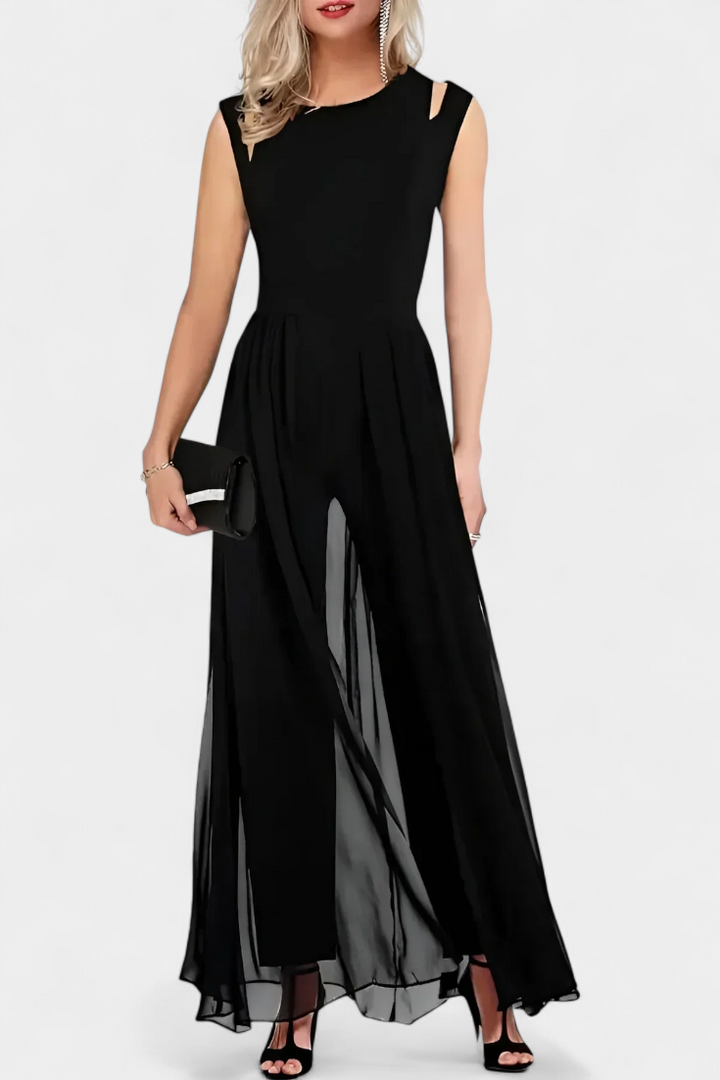Open-Shoulder Jumpsuit | Fluid Chiffon Fabric | Effortless Elegance for Any Occasion