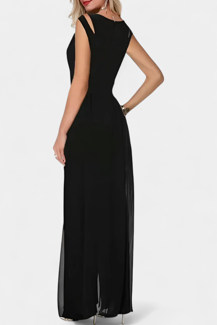 Open-Shoulder Jumpsuit | Fluid Chiffon Fabric | Effortless Elegance for Any Occasion