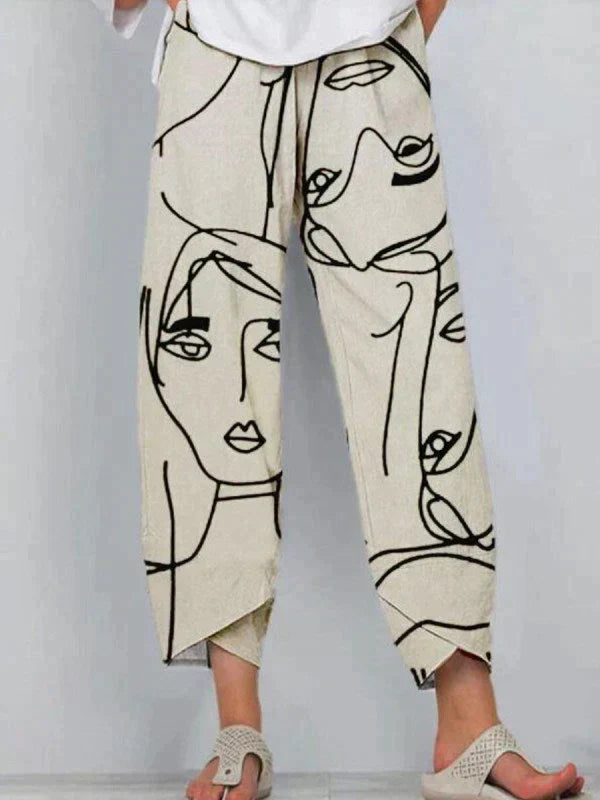 Women's Summer Pants | Graphic Print | Cropped Leg | Airy Look