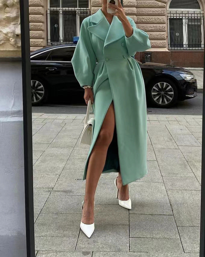 Long trench coat for women | Lapel collar