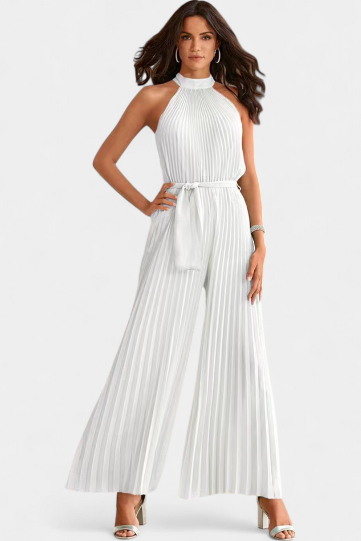 Halter Neck Palazzo Jumpsuit | Elegant Pleated Design | Perfect for Parties | Comfortable and Chic