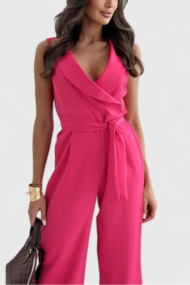 V-Neck Jumpsuit | Knot Detail & Crossed Design | Effortless Style for Any Occasion | Soft, Comfortable Fabric