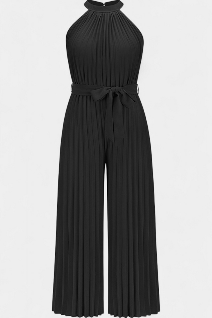 Halter Neck Palazzo Jumpsuit | Elegant Pleated Design | Perfect for Parties | Comfortable and Chic
