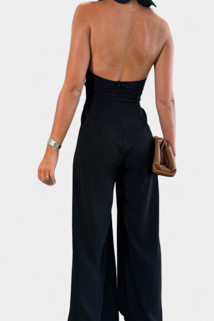 Wide-Leg Halter Jumpsuit | Backless Design | Effortless Chic Style | Perfect for Parties and Events