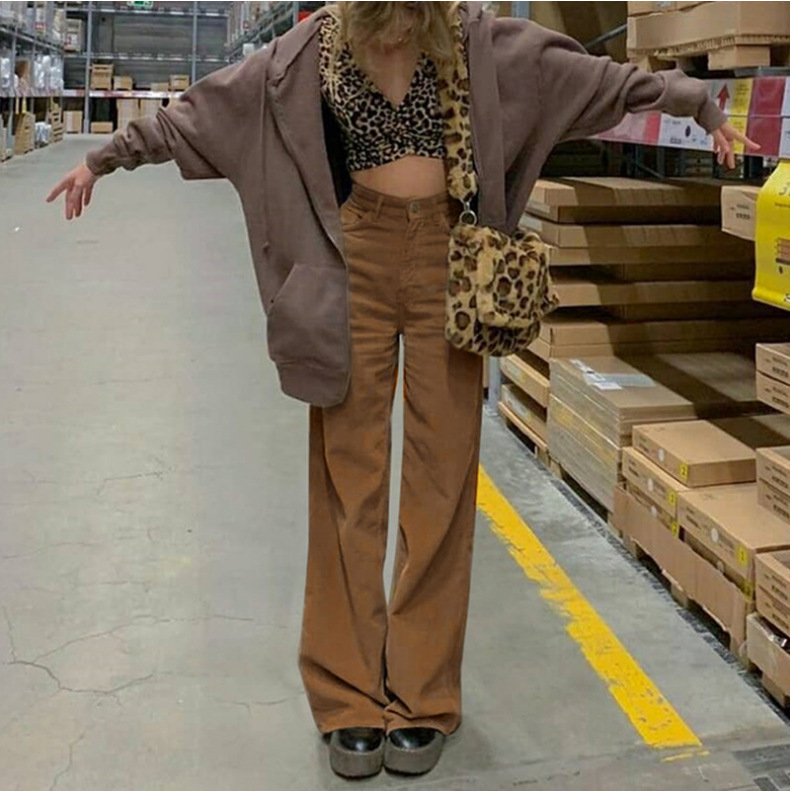 High-Waisted Corduroy Pants | Comfortable Fit | Versatile Khaki Style | Perfect for Every Season