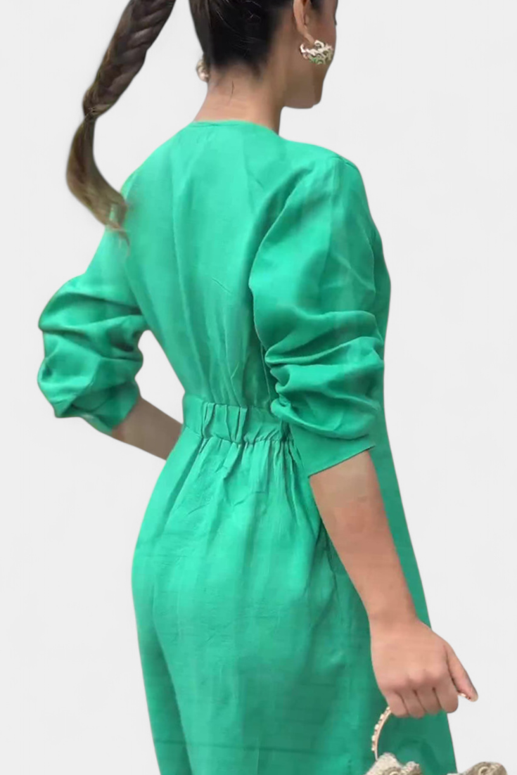 V-Neck Jumpsuit | Elegant Front Slit | Flattering Fit for Any Occasion | Soft, Flowing Fabric