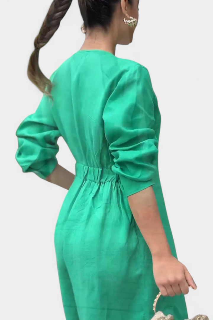 V-Neck Jumpsuit | Elegant Front Slit | Flattering Fit for Any Occasion | Soft, Flowing Fabric