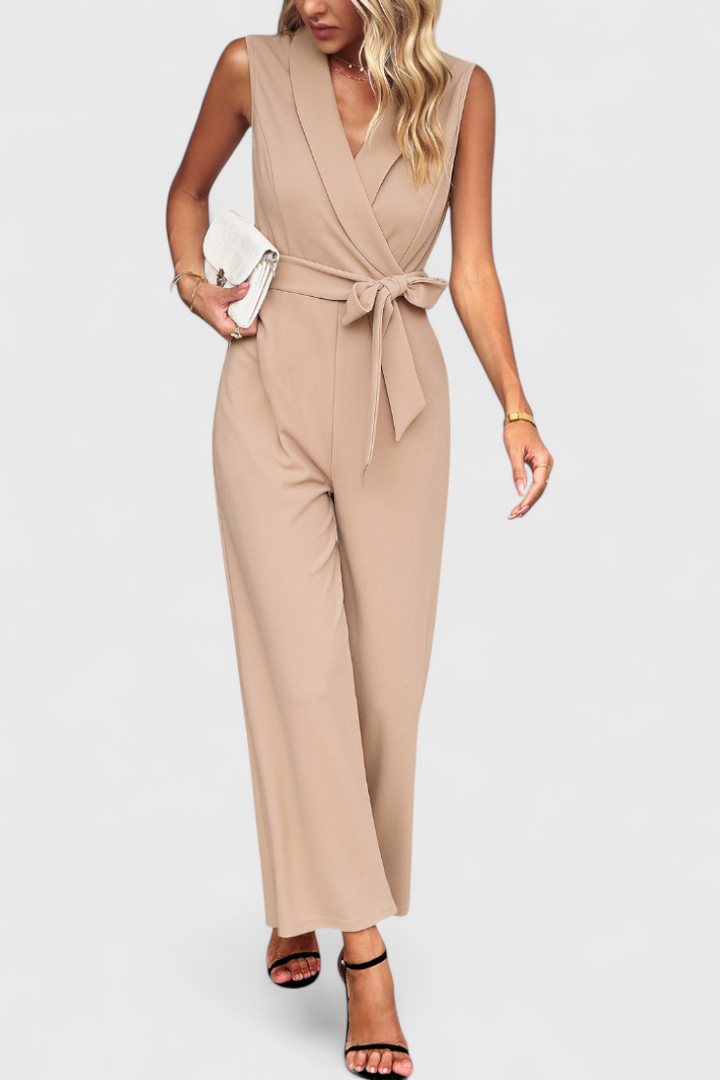 Adjustable Waist Jumpsuit | Cross-Back Design | Flared Legs for Comfort | Versatile Fashion Piece