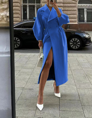 Long trench coat for women | Lapel collar