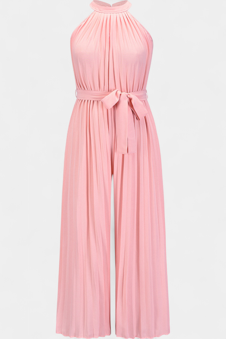 Halter Neck Palazzo Jumpsuit | Elegant Pleated Design | Perfect for Parties | Comfortable and Chic