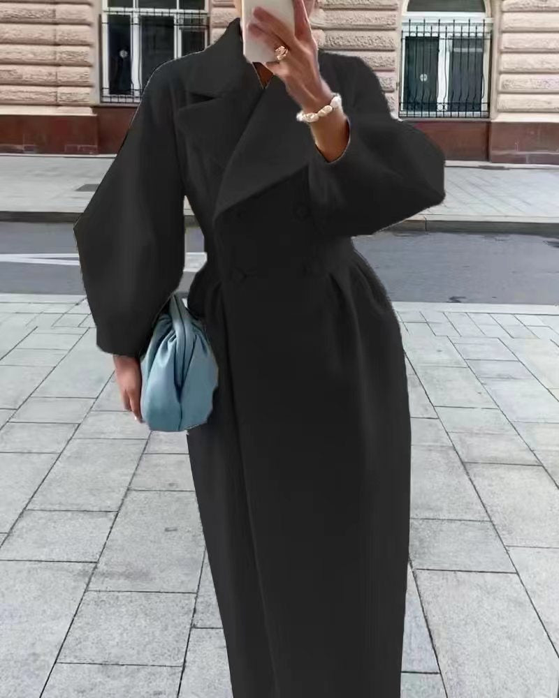 Long trench coat for women | Lapel collar
