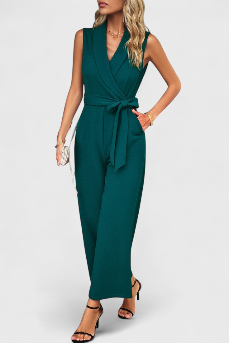 Adjustable Waist Jumpsuit | Cross-Back Design | Flared Legs for Comfort | Versatile Fashion Piece