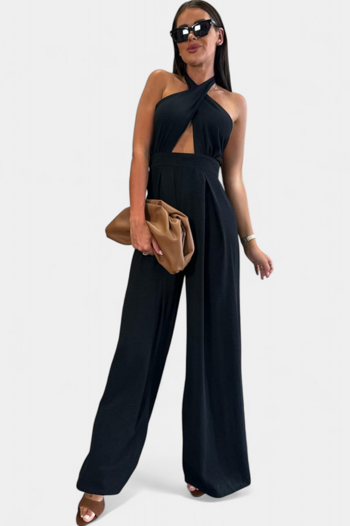 Wide-Leg Halter Jumpsuit | Backless Design | Effortless Chic Style | Perfect for Parties and Events