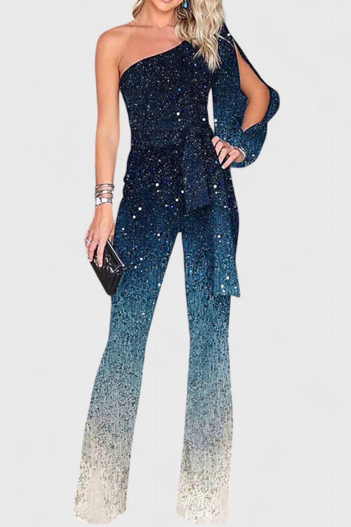 Asymmetrical Jumpsuit | Shiny Finish | Perfect for Parties or Events | Elegant and Comfortable Fit