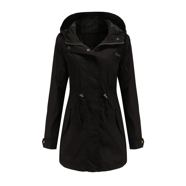 Women's Long-Sleeved Waterproof Trench Coat | With Hood