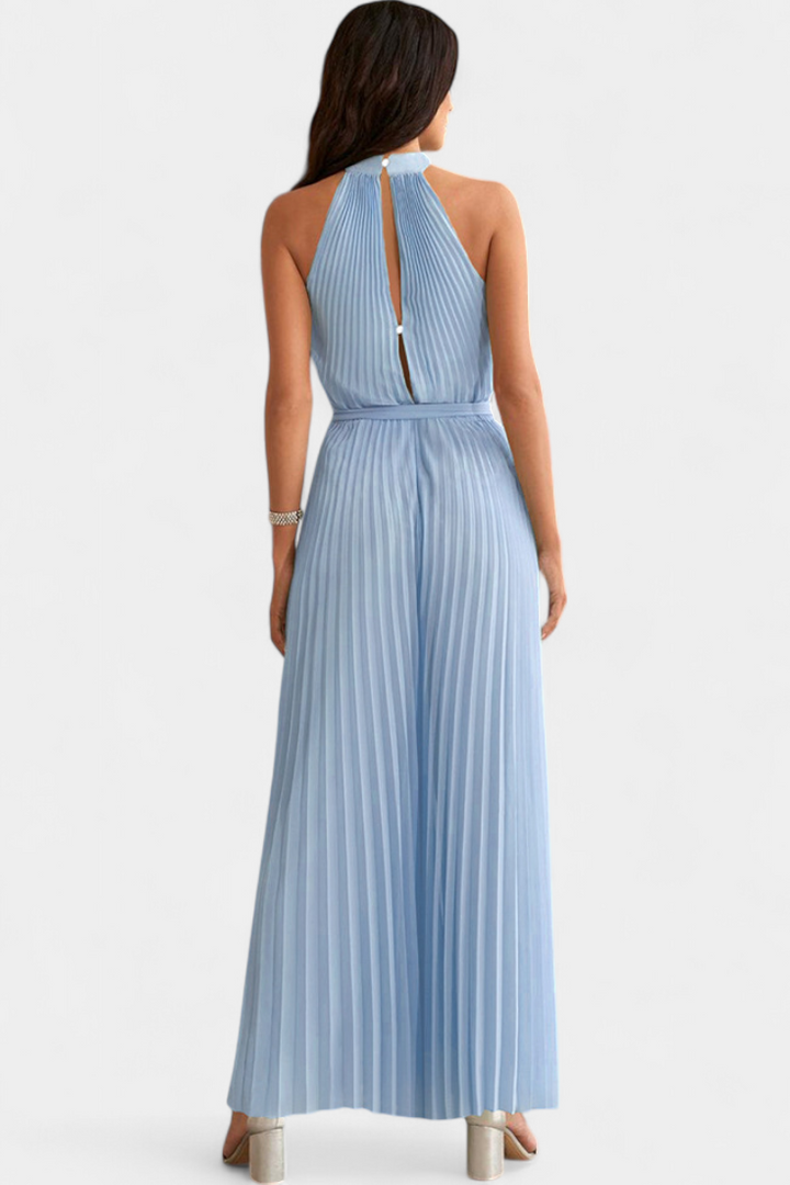 Halter Neck Palazzo Jumpsuit | Elegant Pleated Design | Perfect for Parties | Comfortable and Chic