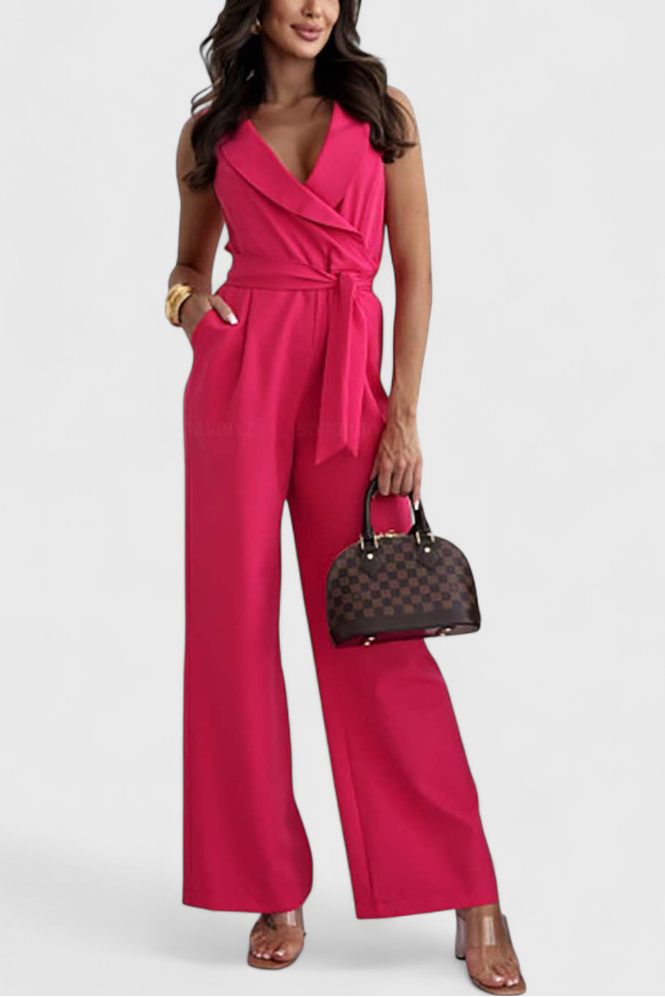 V-Neck Jumpsuit | Knot Detail & Crossed Design | Effortless Style for Any Occasion | Soft, Comfortable Fabric