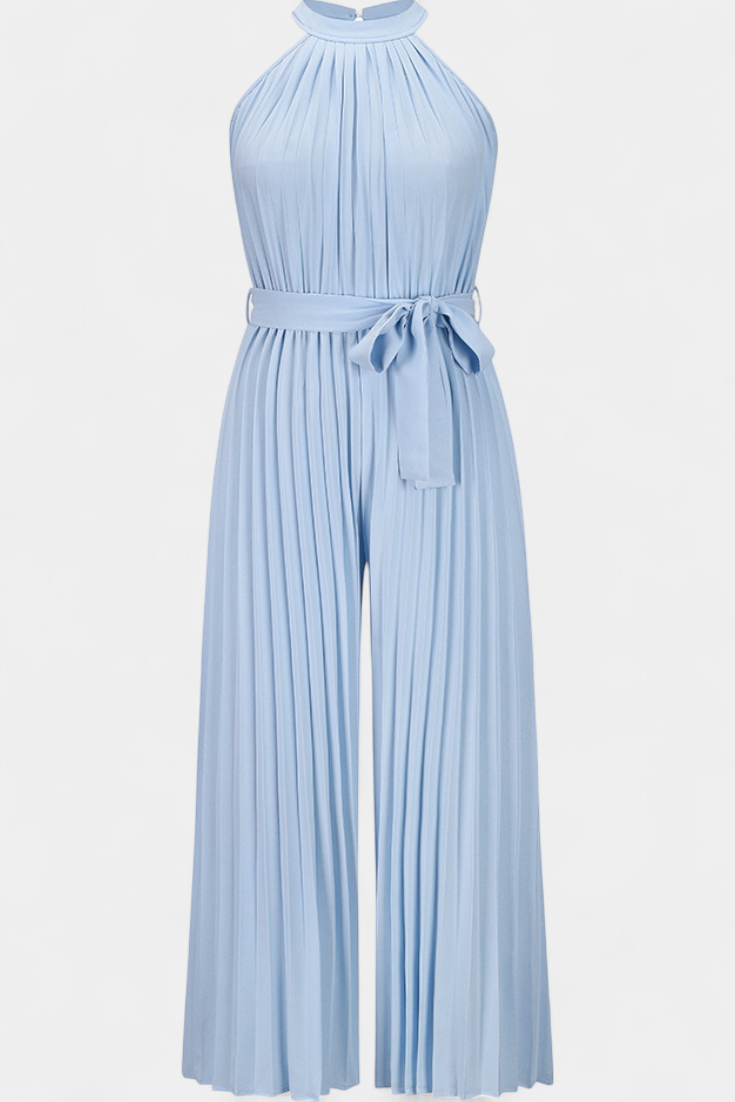 Halter Neck Palazzo Jumpsuit | Elegant Pleated Design | Perfect for Parties | Comfortable and Chic