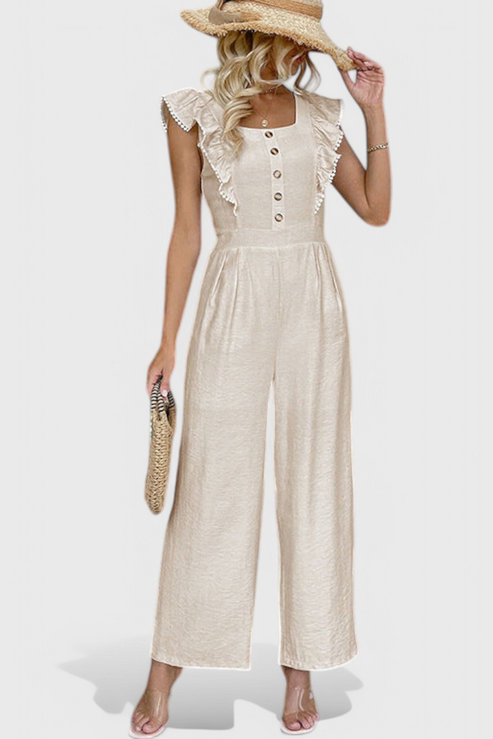 Linen Set | Ruffled Sleeves | High-Waisted Design | Comfortable and Breathable Fabric