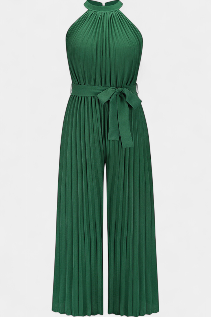 Halter Neck Palazzo Jumpsuit | Elegant Pleated Design | Perfect for Parties | Comfortable and Chic
