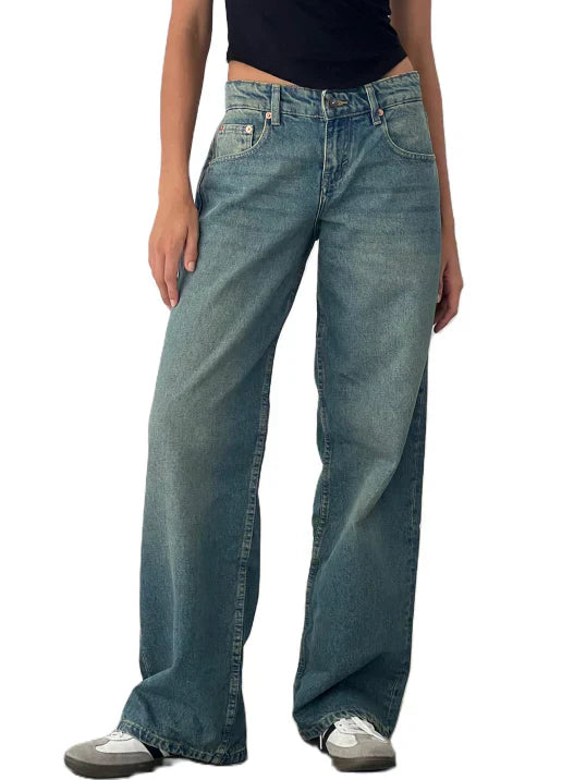 Baggy Mom Jeans for Women | Comfortable Low Waist Fit | Versatile Casual Style | Classic Denim Material